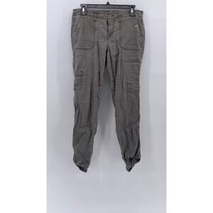 LEVEL 99 Women's Washed Gray Linen-Blend Cropped Cargo Pants SZ 26